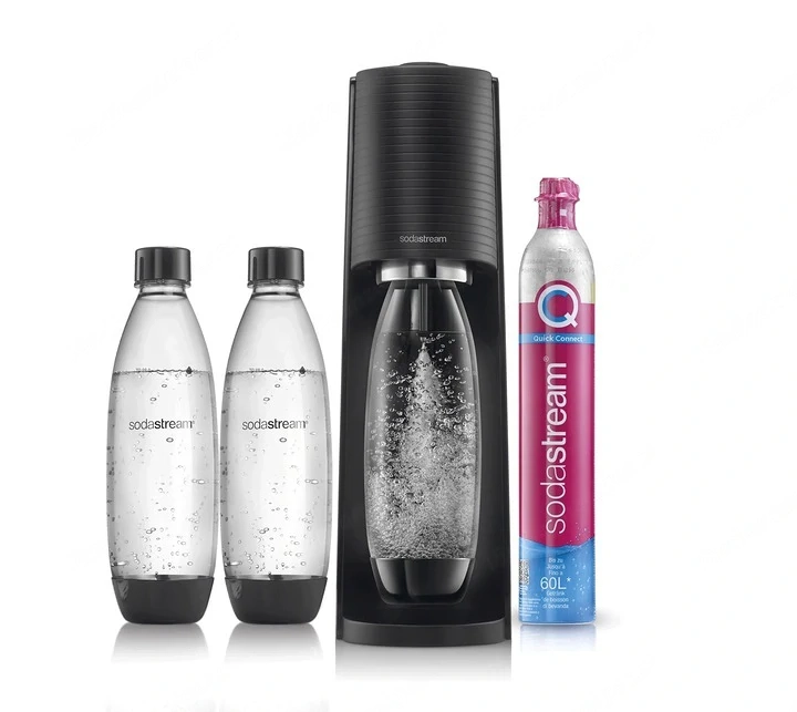 SodaStream Terra Karbonator schwarz Set SodaStream Terra Siphon + 2 Flaschen Das Set beinhaltet: