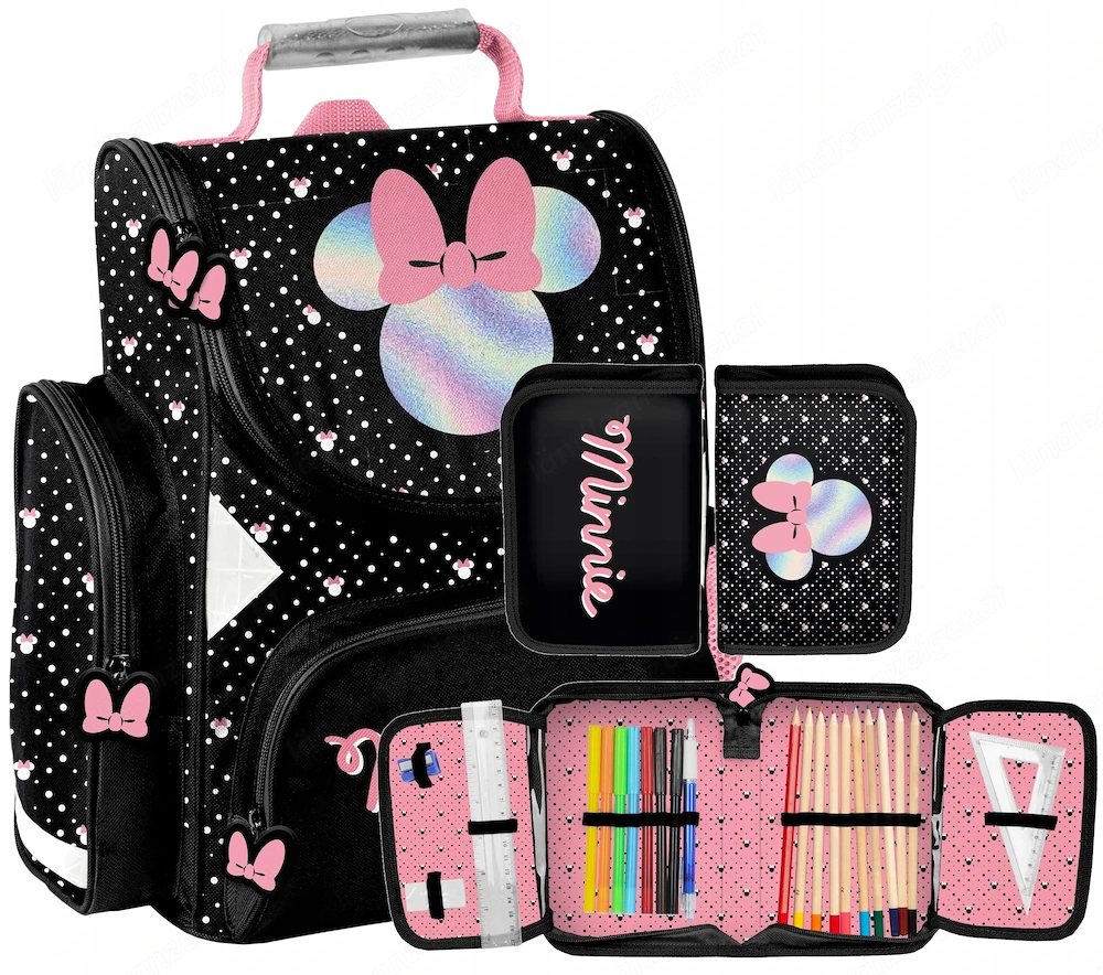 Minnie Maus Schulranzen Tornister Schultasche Set mit Federtasche