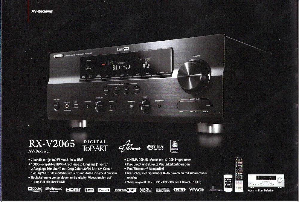 Yamaha RX-V2065 7.2 AV-Receiver (High-End Sound & Kraftvoll)