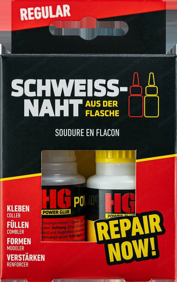 Powerschwei en Sie aus der Flasche 20 g Kleber und 40 g Granulat