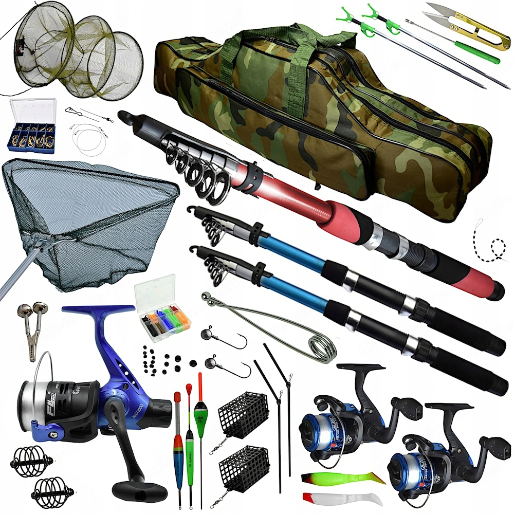 XXXL Angel-Starterset mit viel Zubeh r, Tasche 3x Route