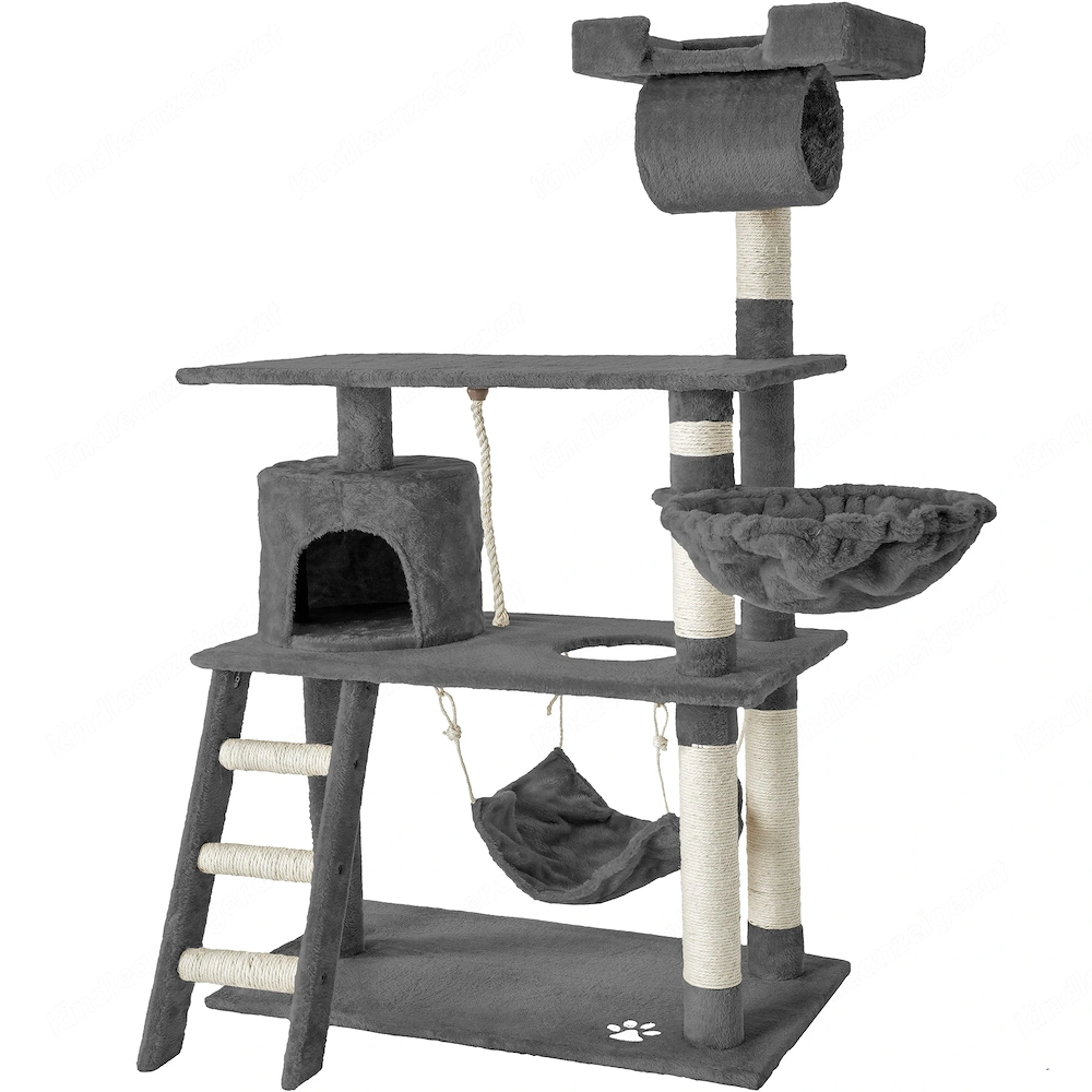 Kratzbaum Katzenkratzbaum Kletterbaum fuer Katzen Katzenbaum Sisal 141cm grau