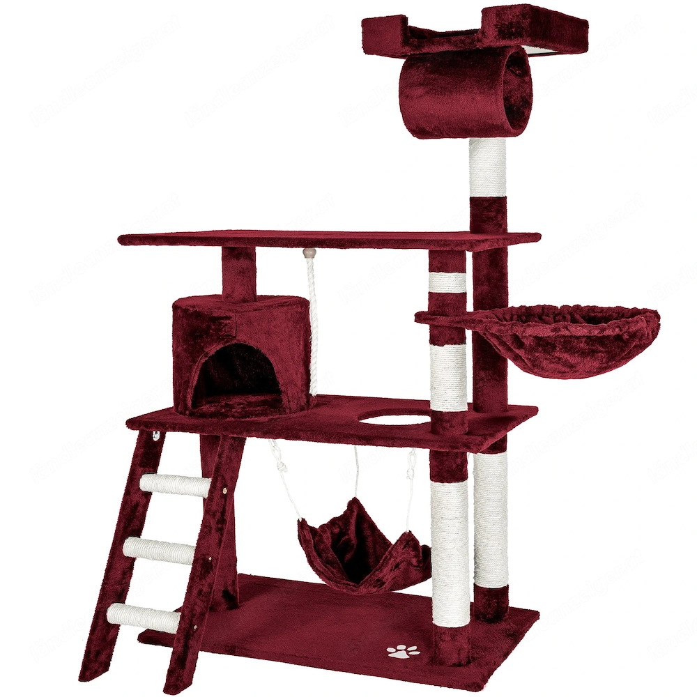 Kratzbaum Katzenkratzbaum Kletterbaum fuer Katzen Katzenbaum Sisal 141cm weinrot