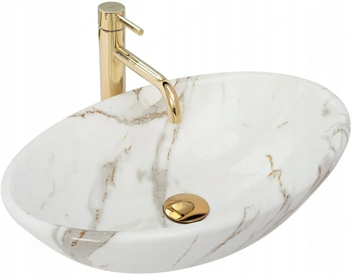 Waschbeckentyp: Arbeitsplatte Farbe: Wei gold Abmessungen: 55 x 33 x 15 cm Material: Sanit rkeramik 