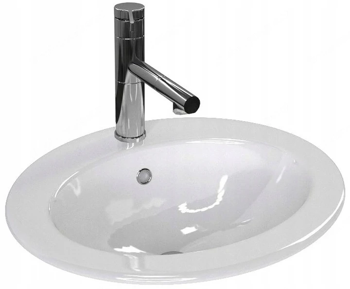 Waschbeckentyp: in die Arbeitsplatte eingelassen Farbe: Wei  Material: Sanit rkeramik Modell: mit  b