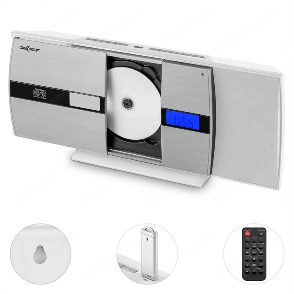 Vertikales CD-Laufwerk mit MP3-Unterst tzung und motorisierter Abdeckung in Aluminiumoptik