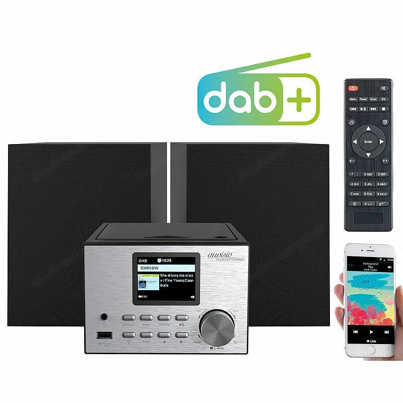 Stereoanlage mit Webradio, DAB+, UKW, CD, Bluetooth, USB, 60 Watt