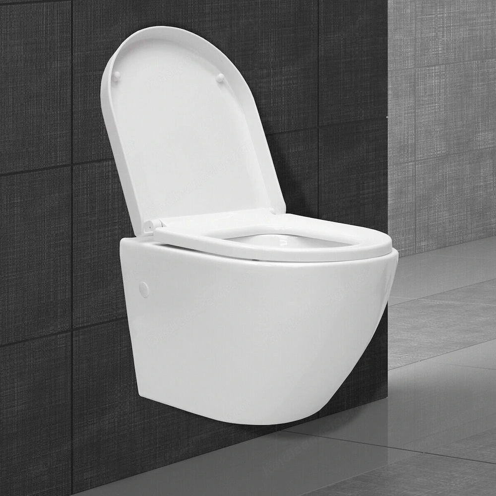 Sp lrandloses Wand-WC, sp lrandloser WC-Tiefsp ler mit Soft-Close-Sitz