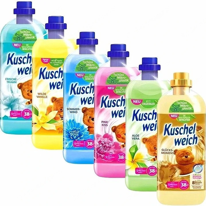 1X Kuschelweich Wilde Vanilee Weichsp ler 1L gelb 1X Kuschelweich Aloe Vera Mundwasser 1L gr n 1X Ku
