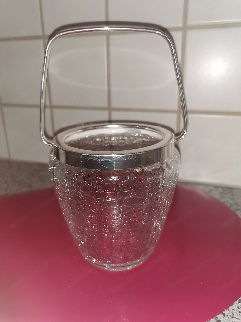 Eiswürfel Würfelzucker Kanne Glas m. Henkel 