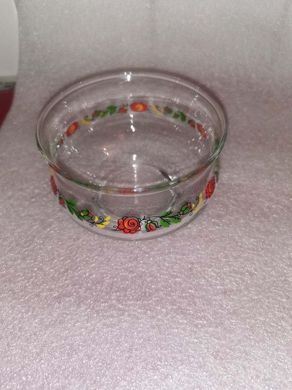 Glasschale mit Rosendekor Vintage 
