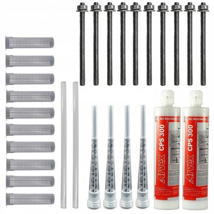 2x chemischer anker cps 300 klebstoff 4x mischer mit m8 befestigungsset