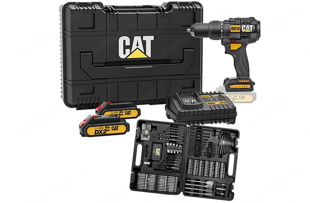 B rstenloser Schlagschrauber CAT DX12 18V 65Nm 13mm im Set mit einem Satz Bohrer, Bits und anderem Z