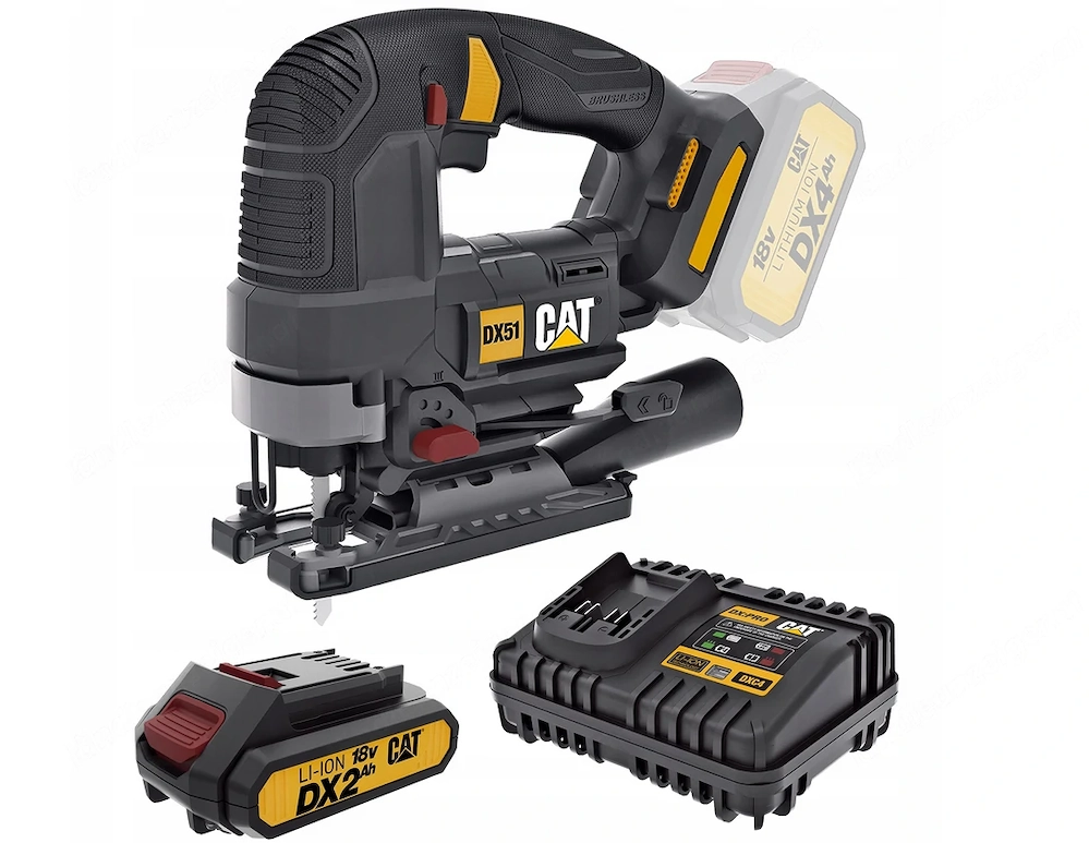 CAT DX51B 18 V Akku-Pendelstichs ge inklusive DXB2 18 V 2,0 Ah Lithium-Ionen-Akku und DXC4 18 V 4 A 