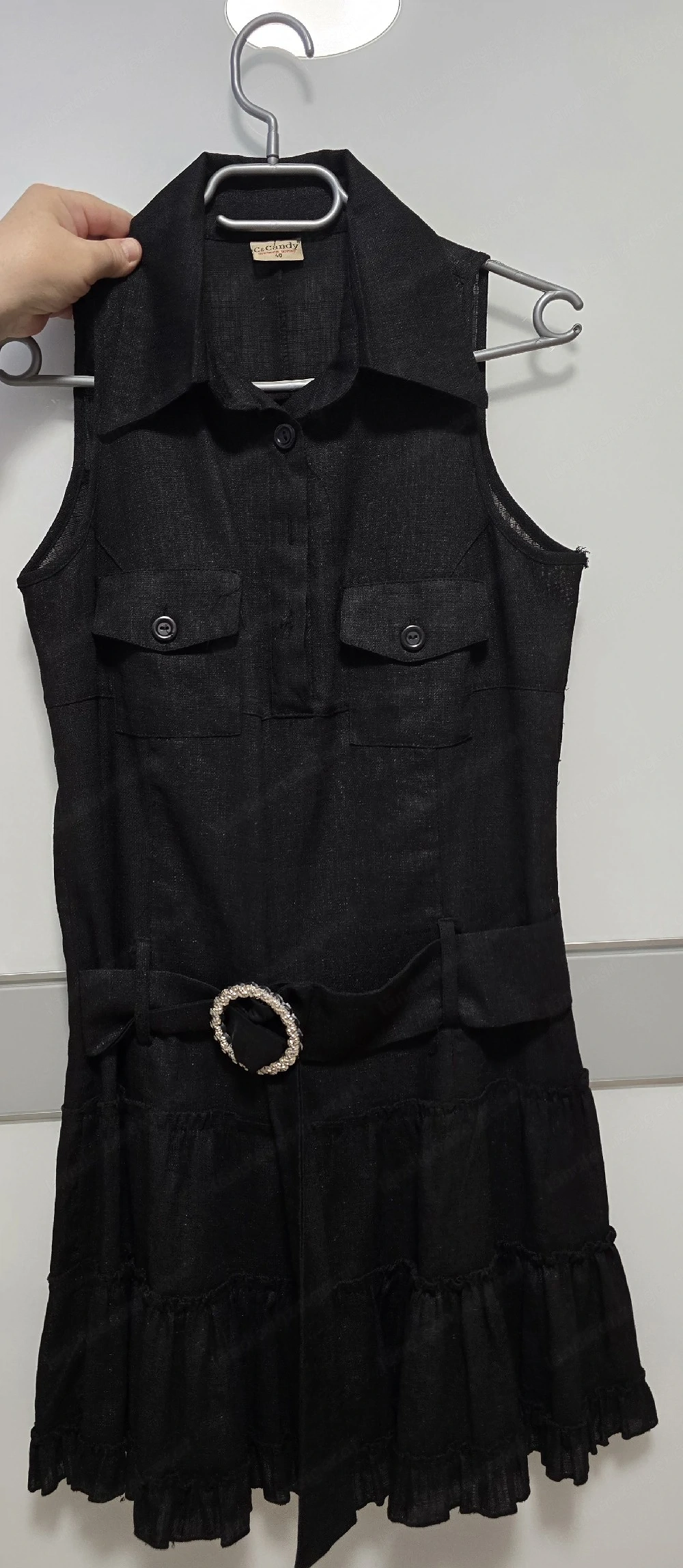 Schwarzes Hemdblusenkleid 