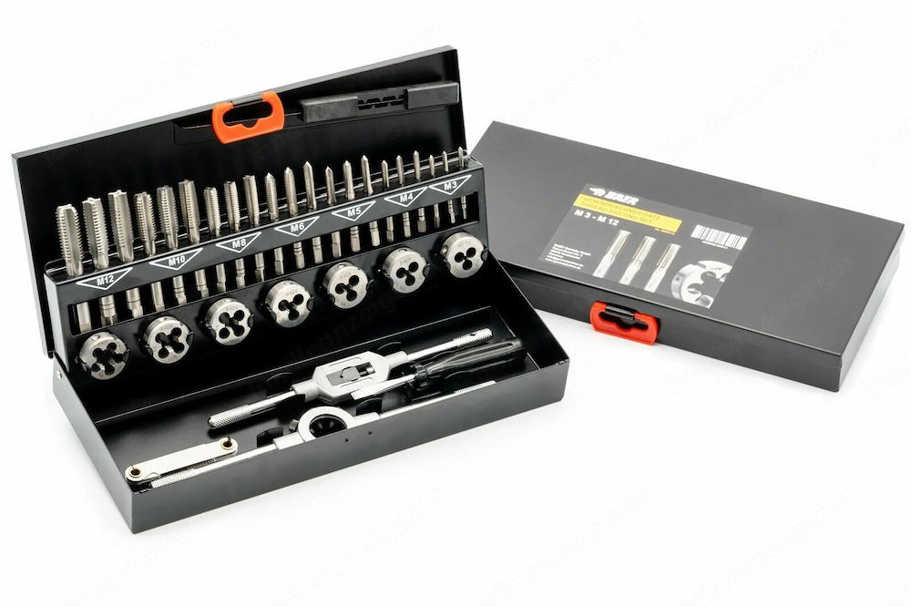 HSSG-Gewindeschneidsatz M 3 - M 12 (32-teilig) 3-teilige Handgewindebohrers tze f r Durchgangs- und 