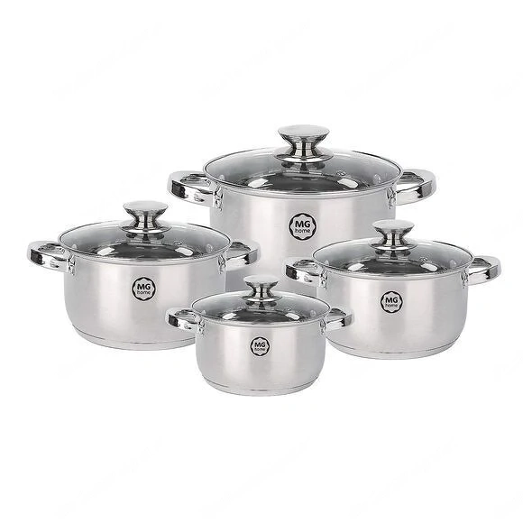 Premium-Set mit 4 Verso-Edelstahlt pfen, 8-teilig, mit Deckel