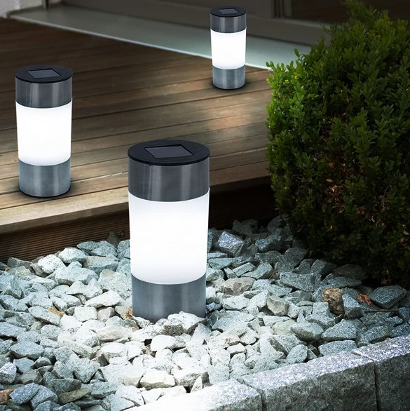 3x LED Solarlampen Au enleuchte Gartenlampe Wegeleuchte Erdspie  Edelstahl Akku