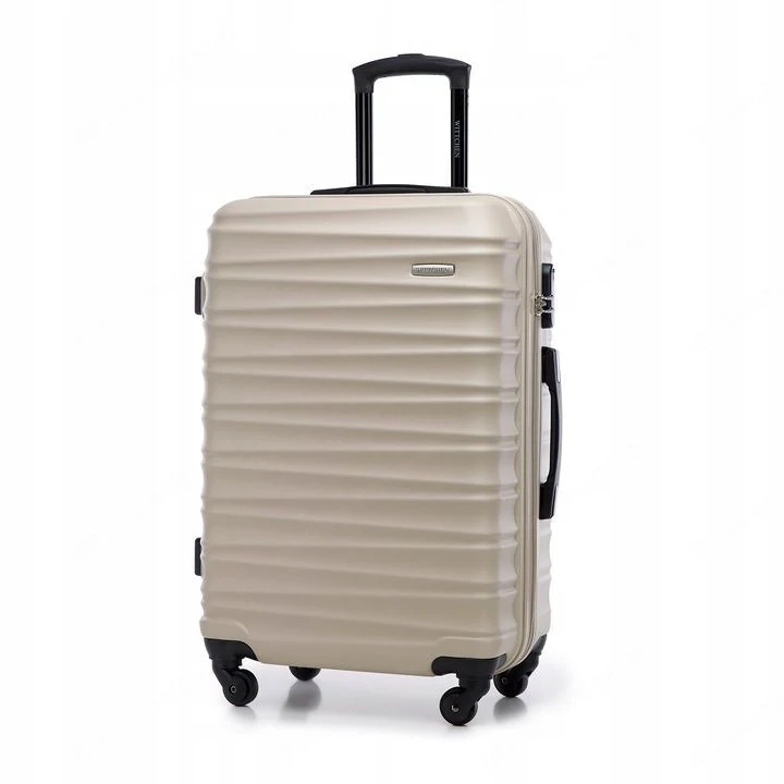 Gro er Premium-Koffer Reisekoffer ABS-Kunststoff 96l mit Rippen Beige