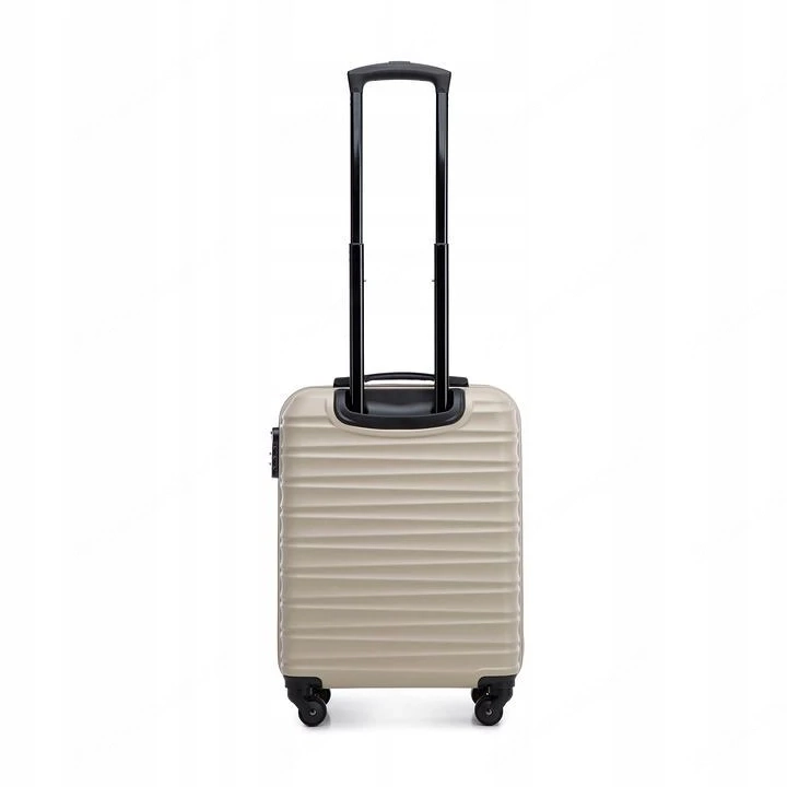 Premium Koffer Reisekoffer Bordkoffer mit Rippen ABS-Kunststoff 34l Beige