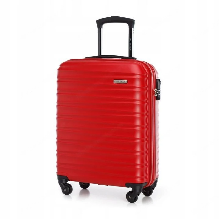Premium Koffer Reisekoffer Bordkoffer mit Rippen ABS-Kunststoff 34l rot