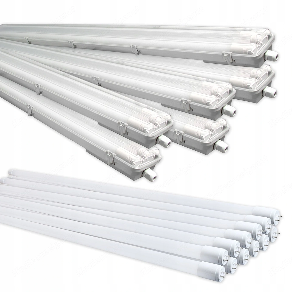 6x LED Panel Leuchtstofflampe Feuchtraumlampe LED Lampe 120cm + 12x LED Leuchtstoffr hren im Set