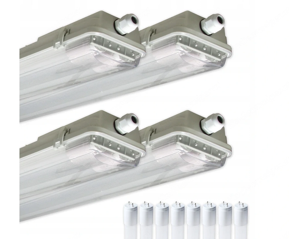 4x LED Panel Leuchtstofflampe Feuchtraumlampe LED Lampe 120cm + 8x LED Leuchtstoffr hren im Set
