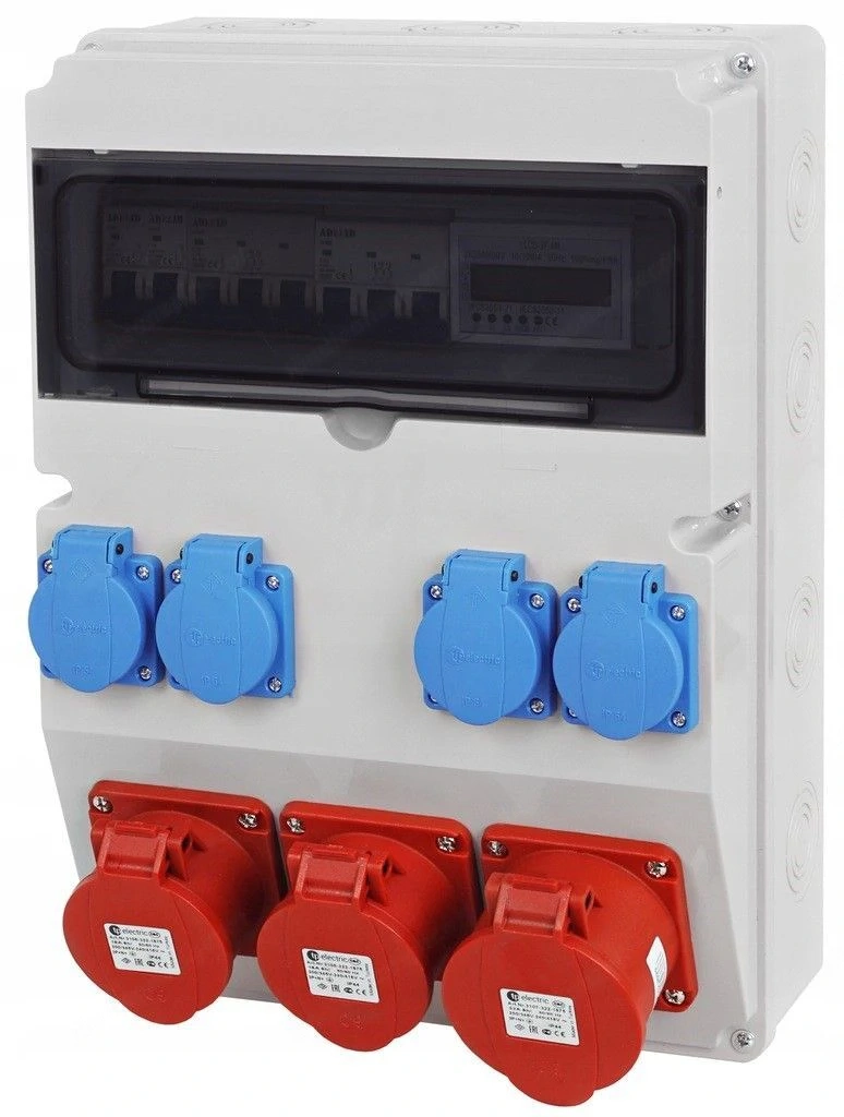 Elektrischer Wandverteiler 1x 32A   2x 16A   4x230V Komplettset Baustromverteiler mit digitalen Z hl