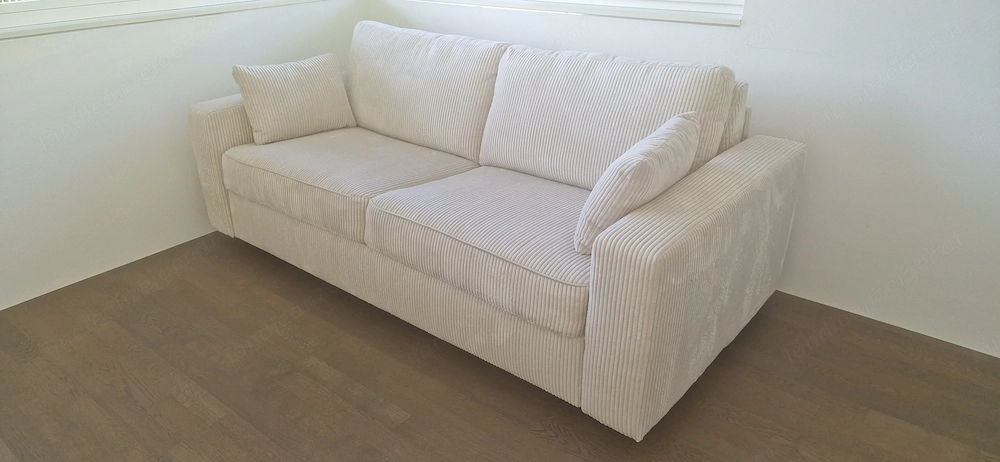 Couch Schlafsofa creme, B H T: 2 