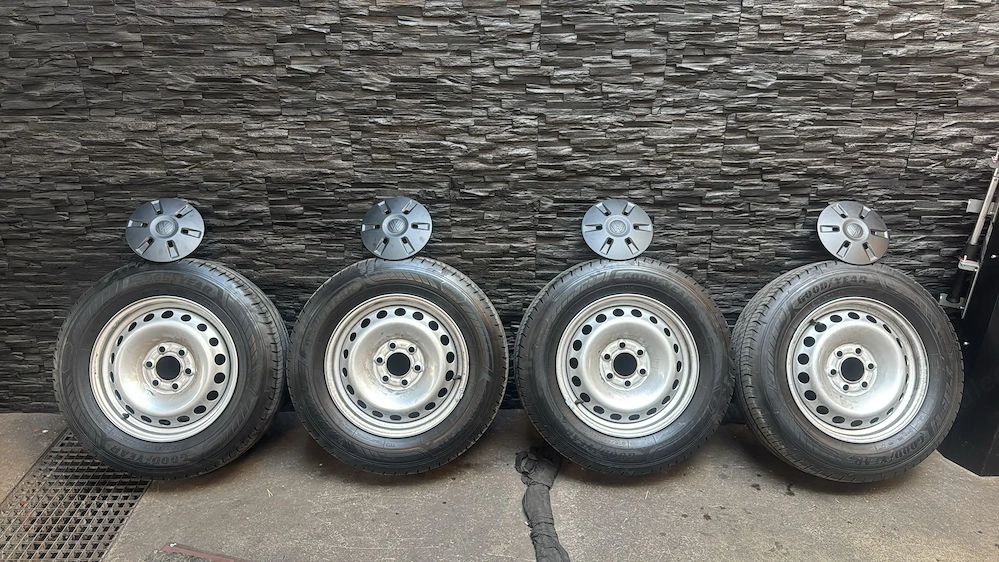 Original VW Stahlfelgen 16 Zoll 6x120 inkl. Goodyear EfficientGrip Cargo 2 DOT 2025 | T5 T6 T6.1 T7 