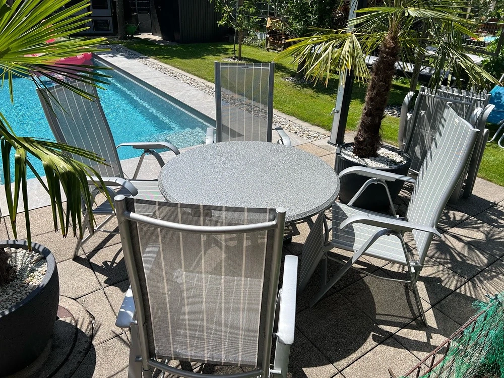 Acamp Sitzgarnitur 6 Klapp Liegestühle 1 Klapptisch 105 cm Durchmesser