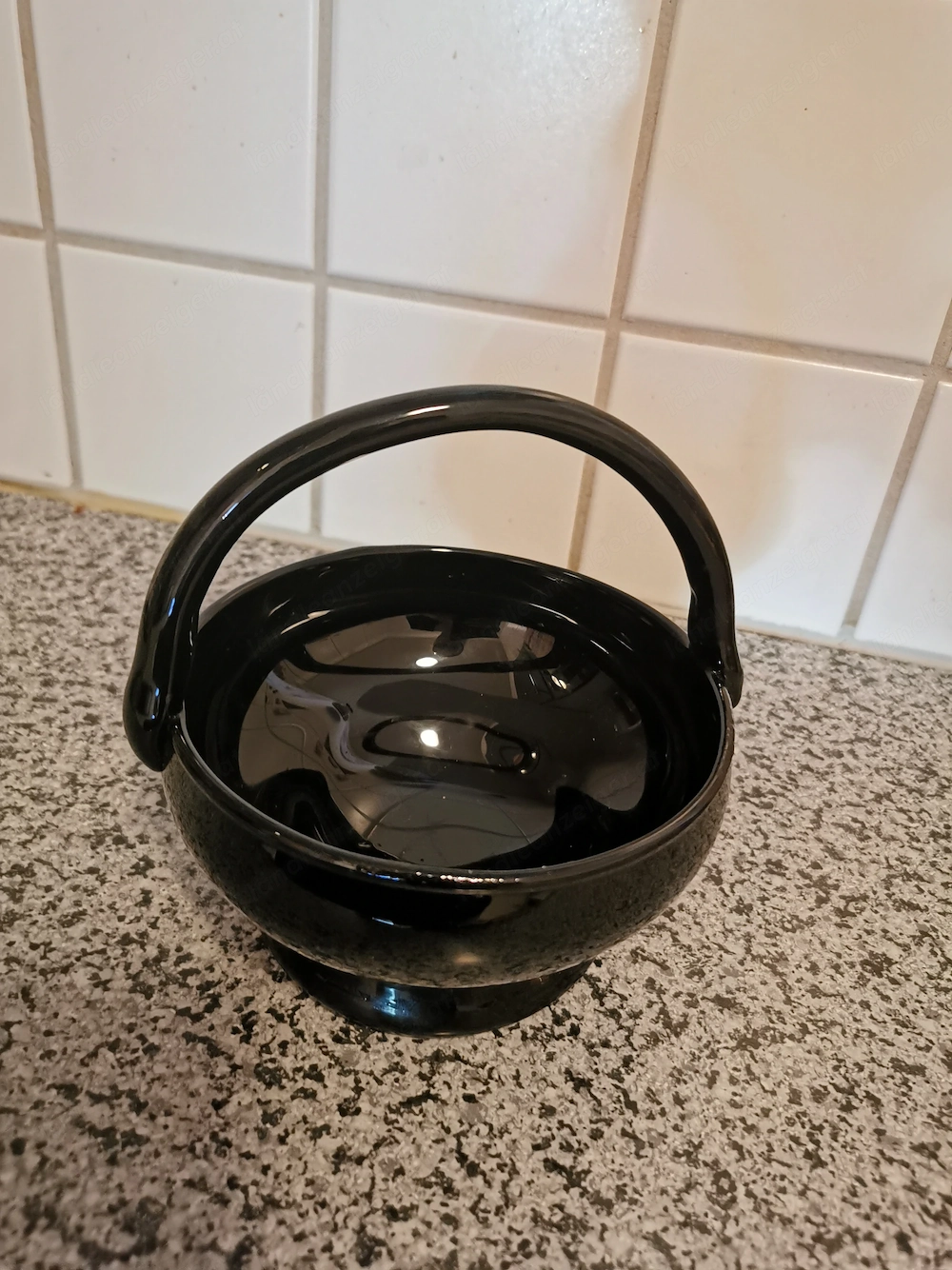 Korb schwarz glänzend robust DM 12 cm H= 14 cm
