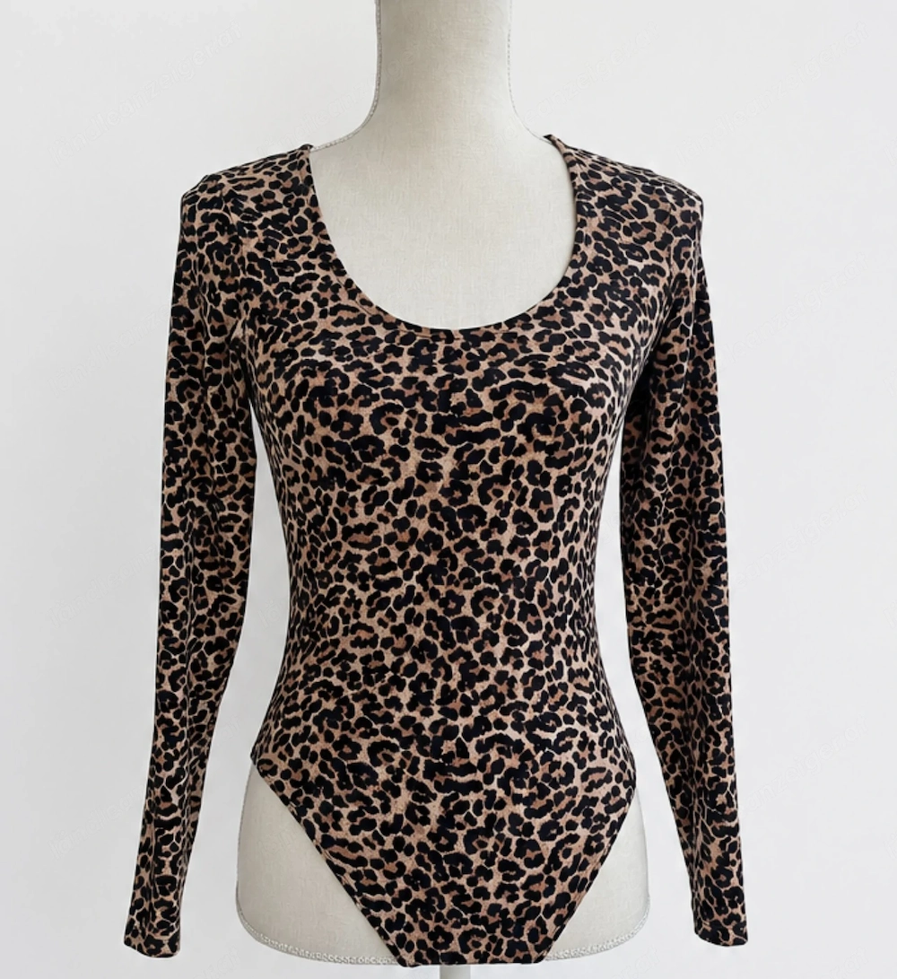 Damen langarm Body mit Leopardenmuster von Pigalle