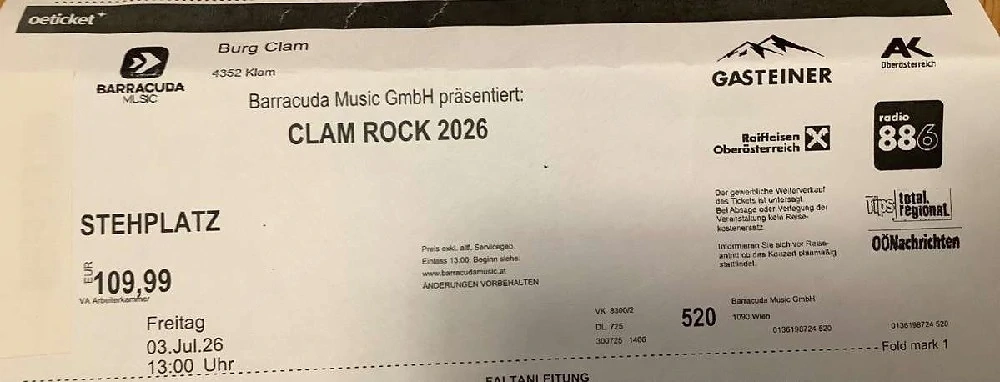 clam Rock ticket 