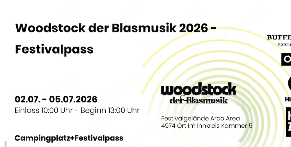 Woodstock der Blasmusik Camping+Festivalpass