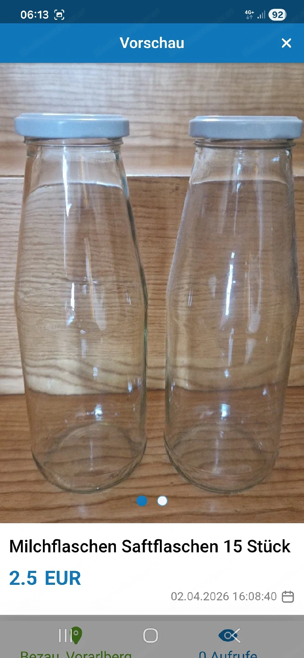 Flaschen für Milch oder Saft 0,5 Liter