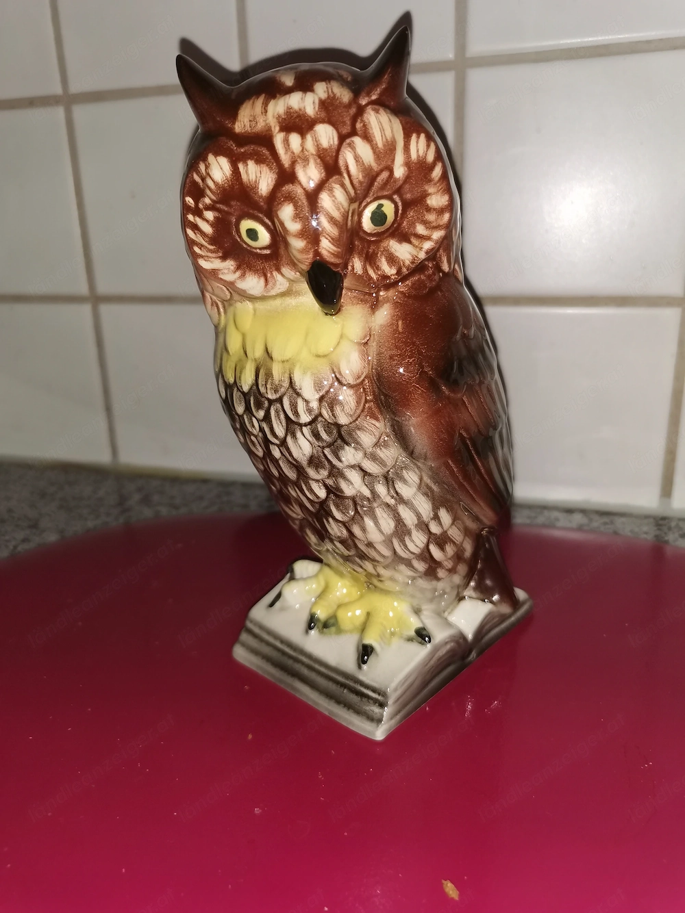 Eule Kauz Katzhütte Porzellan H = ca. 19 cm