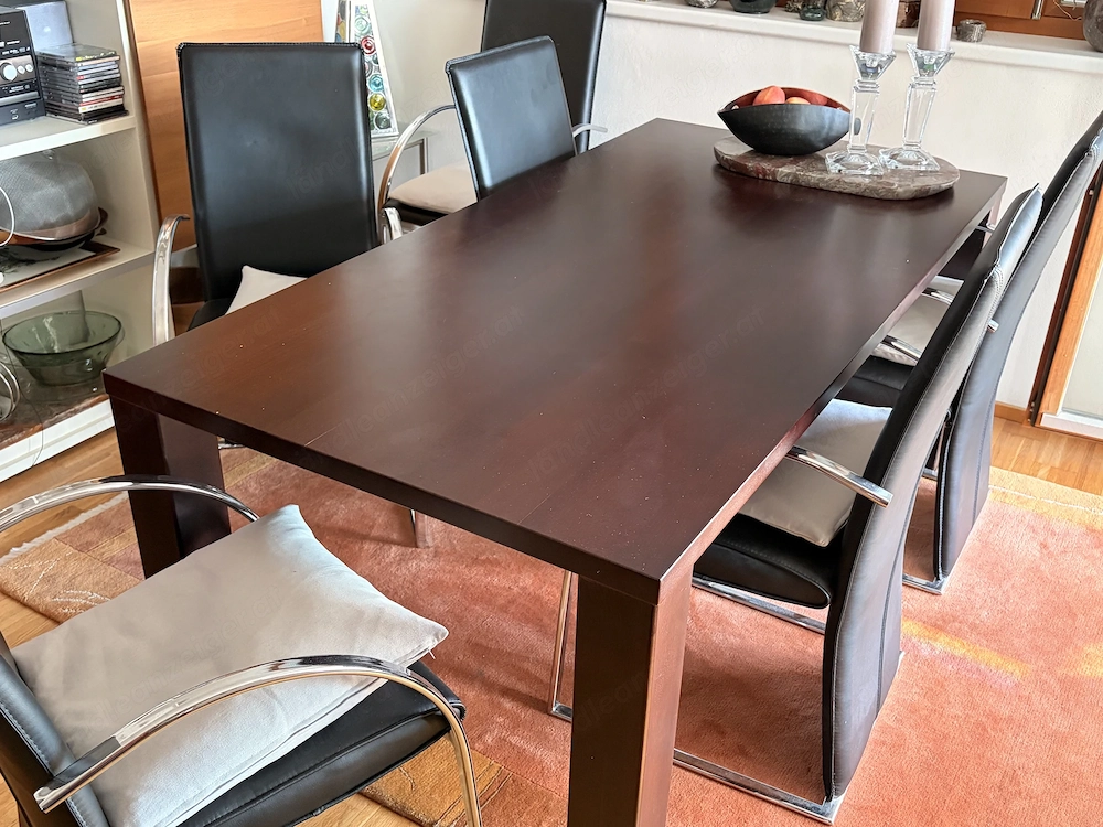 Esstisch und Stühle, Ledersofas