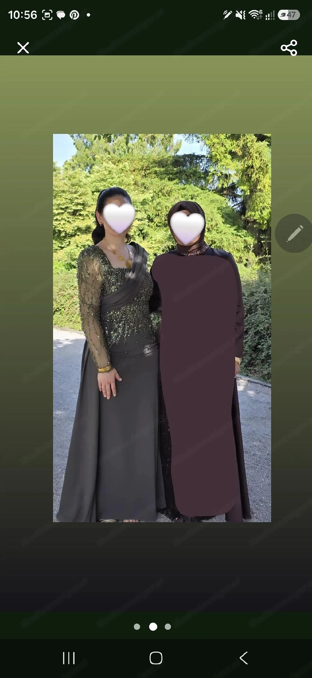 Abendkleid in Olivgrün   Größe 38