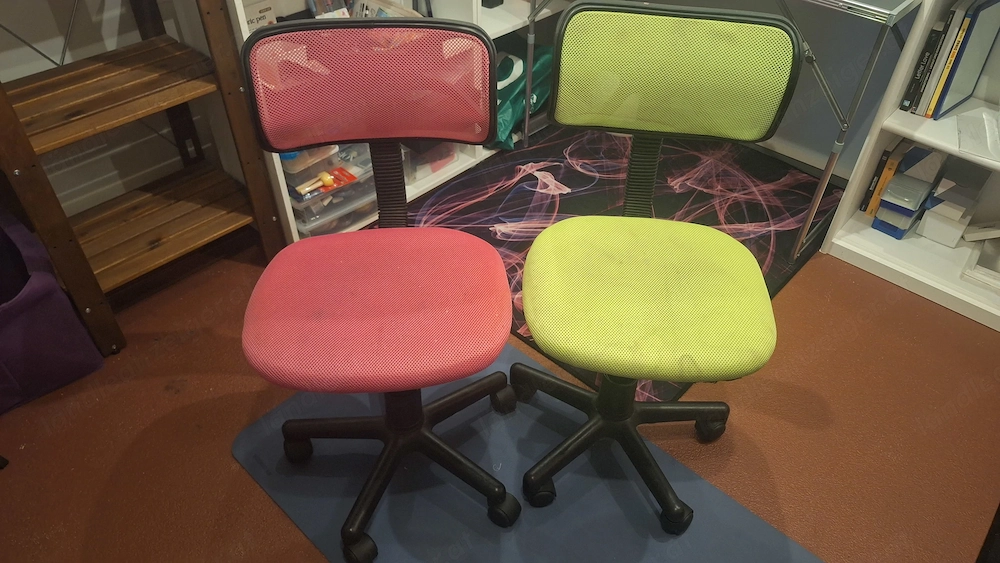 2x Kinder Bürostuhl Büro Sitz, Pink und Grün-Gelb, zwei Kinder Bürostühle, Höhenverstellbar