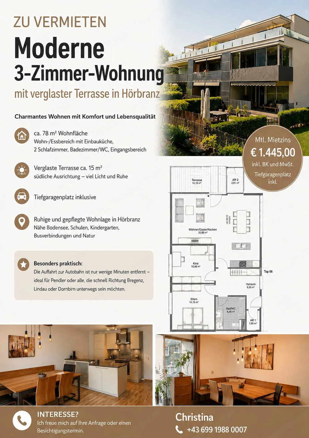 Nachmieter gesucht! Familienfreundliche 3-Zimmer-Wohnung in Hörbranz