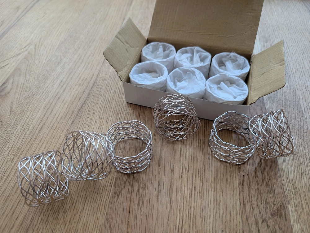 Edle Serviettenringe Silber   12er Set (Geflecht-Optik,   5cm) NEU