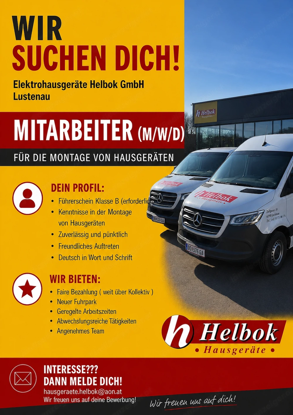 Hausgeräte Helbok sucht einen Mitarbeiter