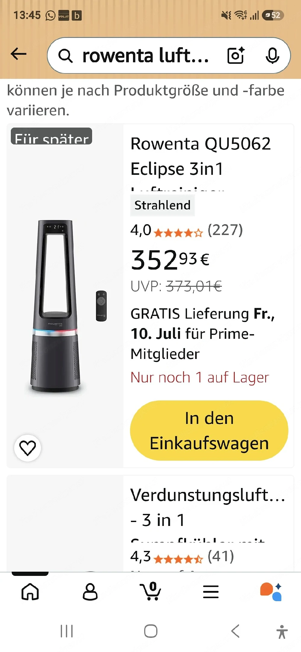 Rowenta Luftkühler 3 in 1