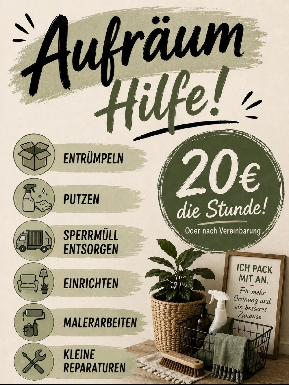 Aufräum- Putz- Entrümpelhilfe