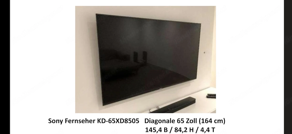 Sony Fernseher KD-65XD8505 Diagonale 65 Zoll (164 cm)  145,4 B   84,2 H   4,4 T 
