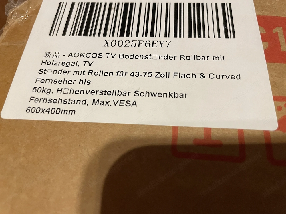 TV Bodenständer, rollbar, für 43-75 , max 50kg