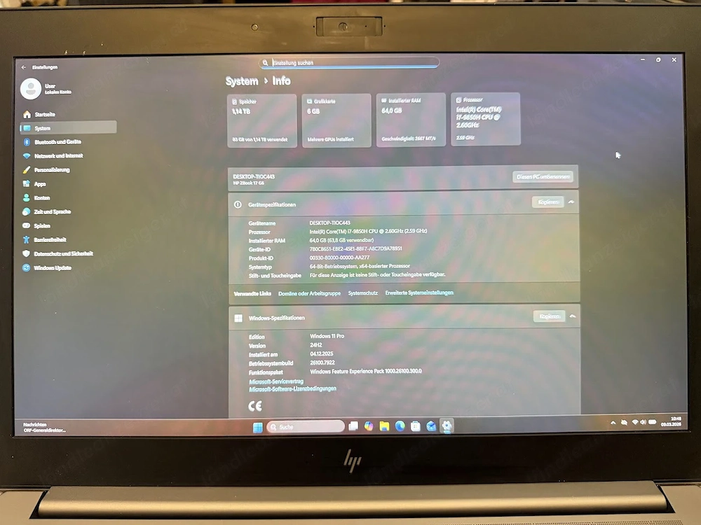HP ZBook 17 G6 | 17.3" FHD | i7-9850H | 64GB RAM | RTX 3000 | Neuer Akku | Top