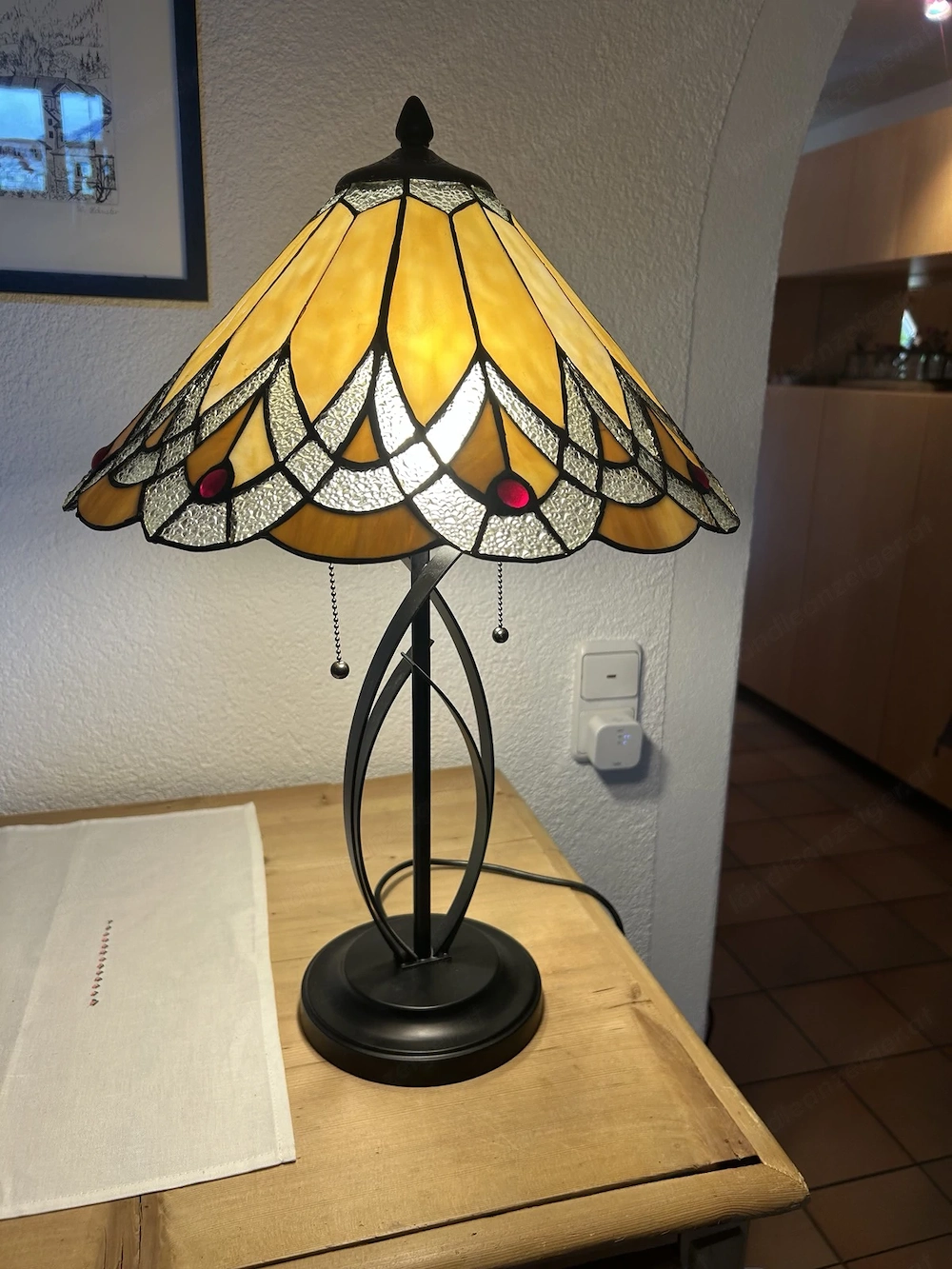 Tiffany-Stil Tischlampe | gelb weiß | NEU