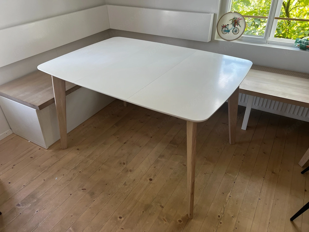 2x Miliboo LEENA Ausziehbare Esstische   Weiß Holz   Neuwertig